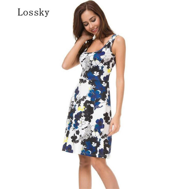 High Quality Women Sleeveless Print Dress