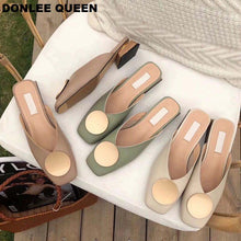 Load image into Gallery viewer, Mules Flat Heel Casual Shoes British Buckle Slides
